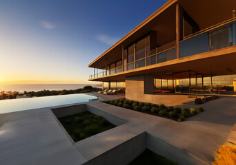 Fototapeta premium Savoring sunset cocktails with panoramic views of the coastline.