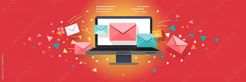 Poster geometric patterned email newsletter templates displayed on a computer screen