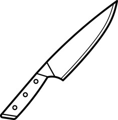 Chef's Knife Vector Outline Illustration
