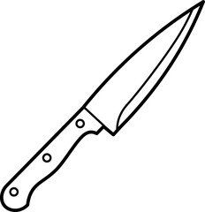Chef's Knife Vector Outline Illustration