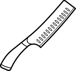 Nakiri Knife Vector Outline Illustration