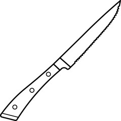 Steak Knife Vector Outline Illustration