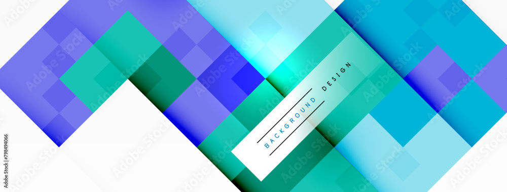 Poster a colorful geometric pattern featuring shades of violet, aqua, magenta, and electric blue. the lette