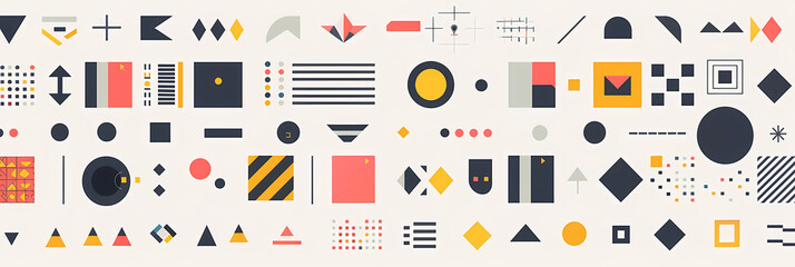 geometric patterned icon set on a isolated background