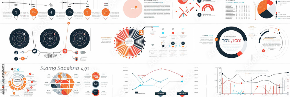 Poster geometric patterned infographic templates in the form of circles
