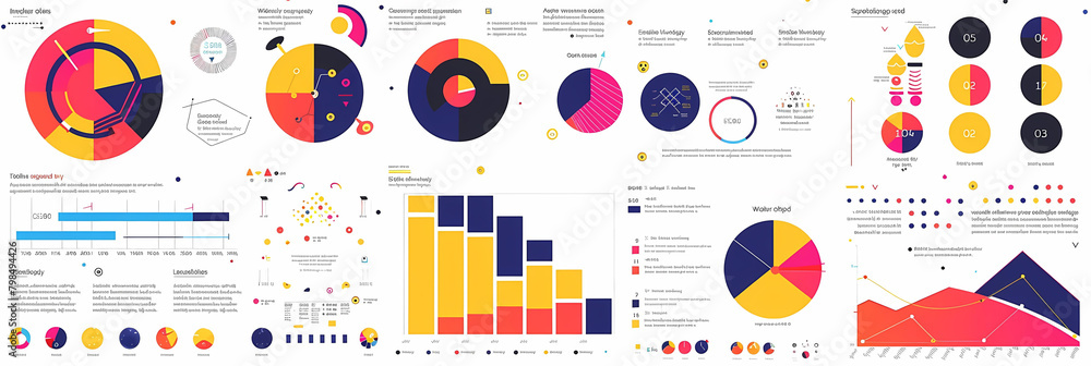 Poster geometric patterned infographic templates with a variety of shapes and sizes, including a triangle,