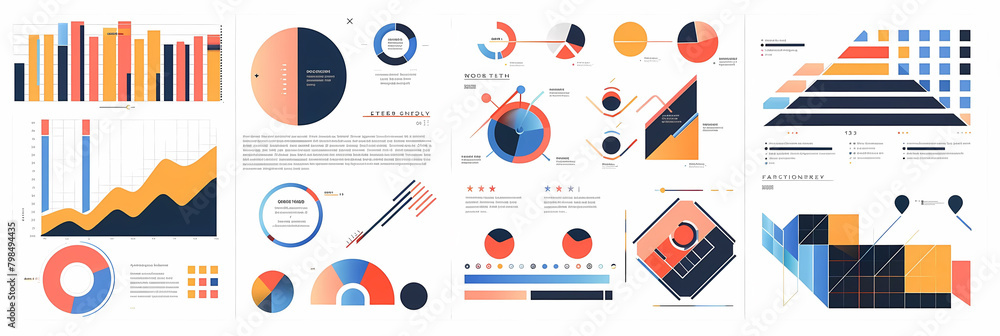 Aufkleber geometric patterned infographic templates with a lot of different shapes and sizes