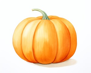 A watercolor painting of a pumpkin on a white background.
