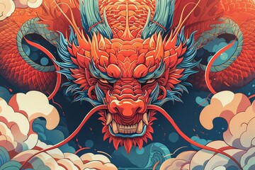 Stunning depiction of a serpent in a traditional Asian artistry. Vintage Japanese dragon artwork in a vibrant, captivating animated form. Video produced using AI technology.