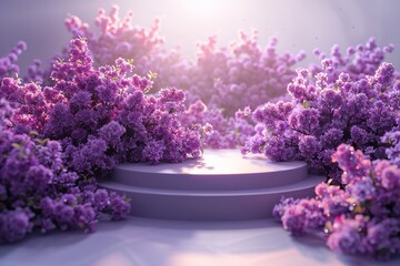 Lavender rose garden stage, flowery summer setting, love-filled occasion