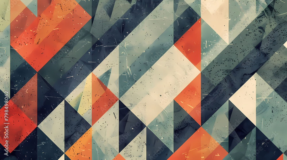 Poster geometric patterned website header featuring an orange triangle