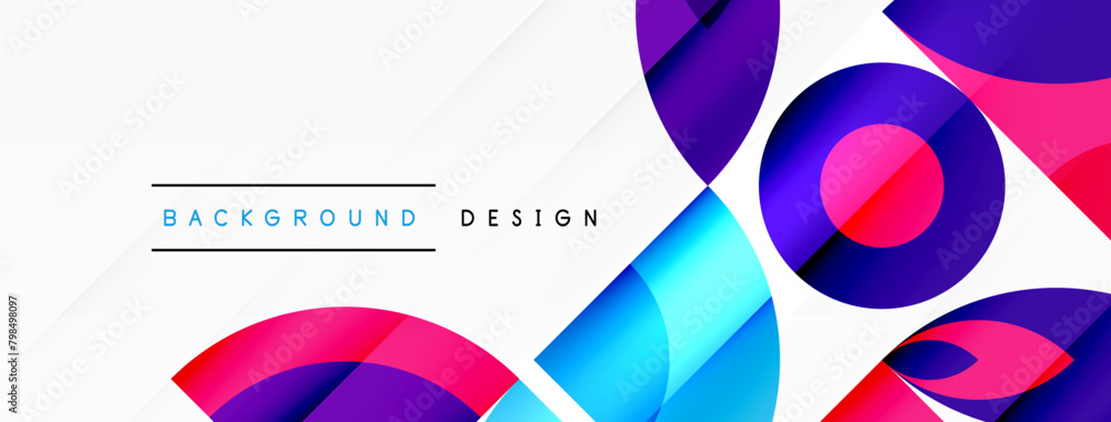 Poster a vibrant graphic design featuring colorful circles and triangles on a white background. the bold co
