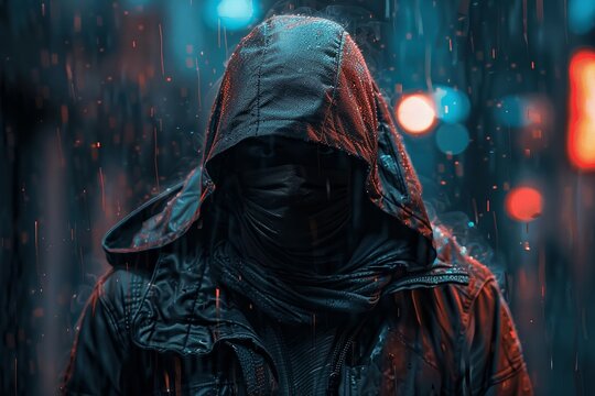 A skilled hitman stealthily poised in the darkness