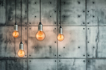 Concrete wall with light bulb hanging, concrete wall and concrete texture,