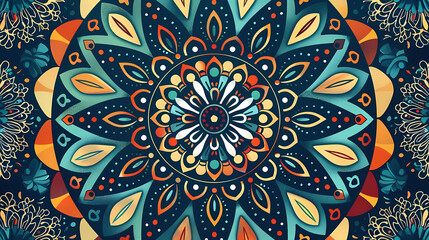 geometric mandala design on a blue background