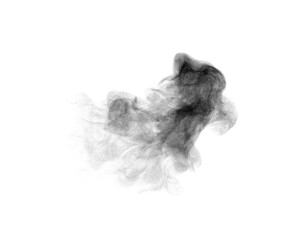 black smoke steam air pollution isolated on a black background. The concept of texture dark fog, or...