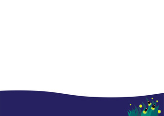 蛍が草の上で光っているベクターイラストフレーム