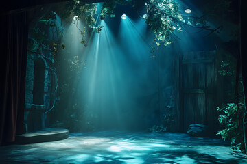 Dramatic Stage Lighting at a Concert Venue Captured in Photography