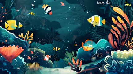 Vibrant underwater world teeming with colorful fish and coral