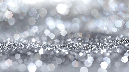 Abstract silver background with glitter and bokeh. 3d rendering. Abstract background. Silver tinsel background