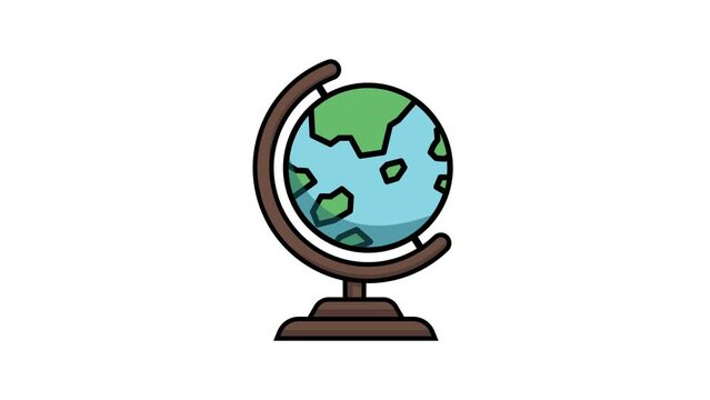 Flat style globe vector animation, Globe Icon,Alpha channel, transparent background. 4K resolution
