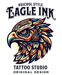 Art Vector Eagle ink Color, Tattoo style  Huichol