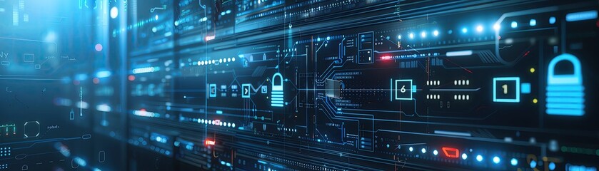Fototapeta premium Visualization of secure cloud storage, with digital locks and firewalls protecting sensitive information