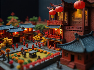 Mini toy landscape diorama of traditional Chinese house 2