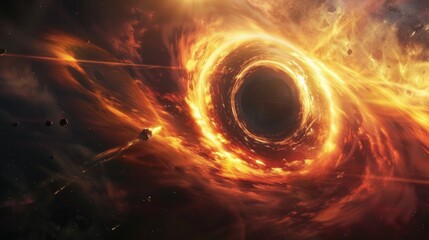 Black Hole with Fiery Accretion Disk in Space
