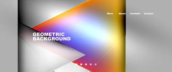 Flowing bright neon gradients geometric abstract background with triangles and lines. Fluid color pattern of color liquid gradient background for wallpaper, banner, background, card, landing page