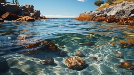 Stones in the water of the Black Sea.
