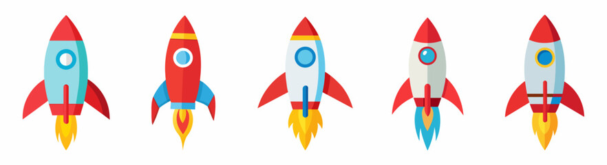 Rocket icons set. Spaceship launch icon. Vector © Pixel Stock