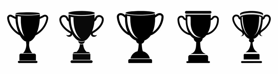 Trophy cup icons set. Vector