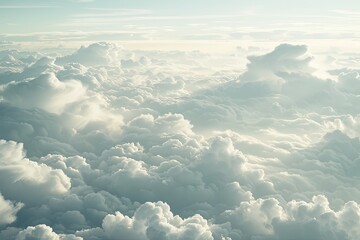 Tranquil Freedom: Ethereal Morning Sky View from Airplane - Summer Clouds and Sunny Pattern