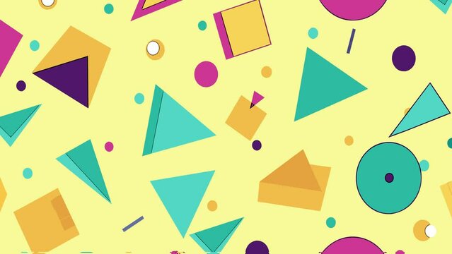 Colorful shapes and Confetti Seamless Pattern
