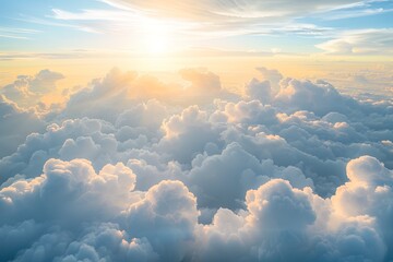 Heavenly Sunrise: Morning's High White Clouds Aerial View