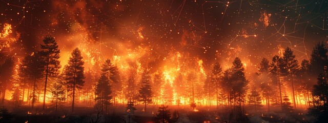 Wildfire near Tech City Managed by AI Firefighting Drones and Robots - A Futuristic Scenario