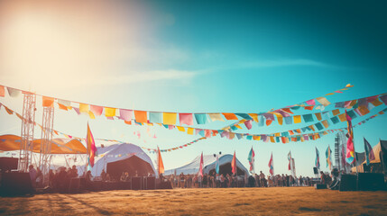 Music festival background with text space on sunny day, photo shot