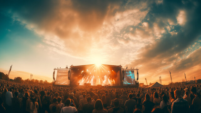 Music festival background with text space on sunny day, photo shot