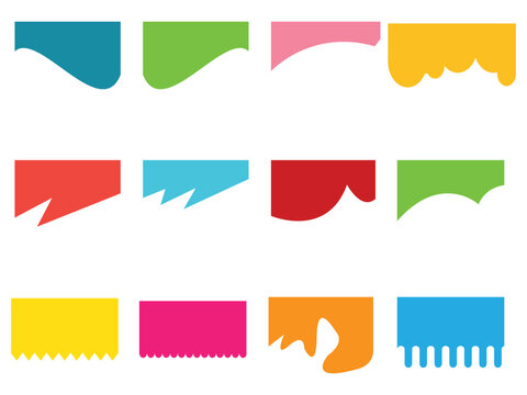 Website border and header set with drops, waves, organic and geometric shapes. Isolated vector template for website, app, poster, banner. EPS 10