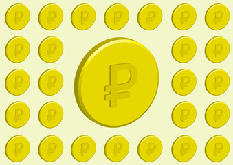 russian ruble coin currency symbol pattern background design