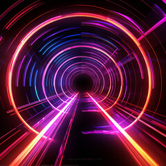 abstract background with glowing lines, Abstract Glowing Neon Tunnel stock photo