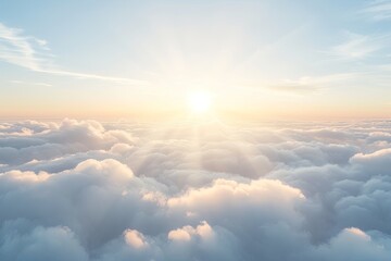 Soft Morning Sky: High White Nature View - Tranquil Cloudscape with Vibrant Sunlight