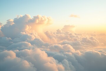 Soft Sky Serenity: Heavenly Sunrise Clouds from High Above on a Clear Sunny Morning