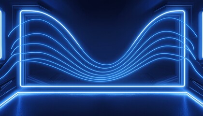 Glowing Curves: Abstract Neon Wallpaper in 3D Render - obrazy, fototapety, plakaty
