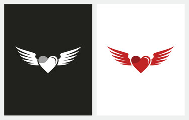 Fototapeta premium Heart Love Wing Angel logo design icon vector