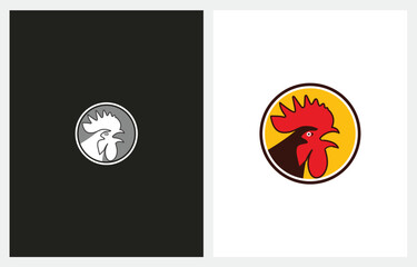Rooster Chicken Head Circle logo design icon vector