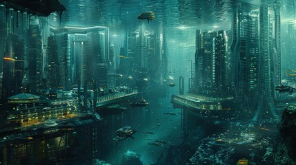 Future undersea city UHD wallpaper