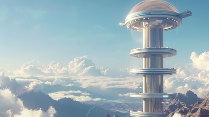Futuristic celesstian tower UHD wallpaper