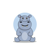 cute hippopotamus cartoon vector icon illustration.animal icon illustration. flat style concept cute